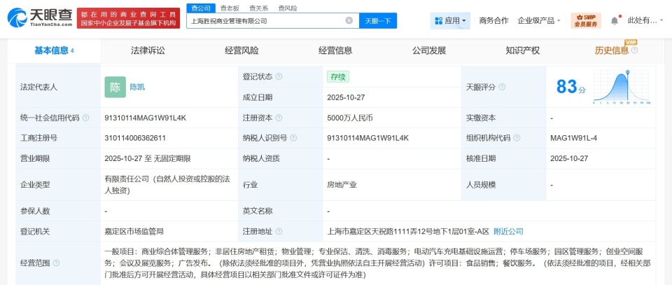 东方财富成立胜祝商业管理公司